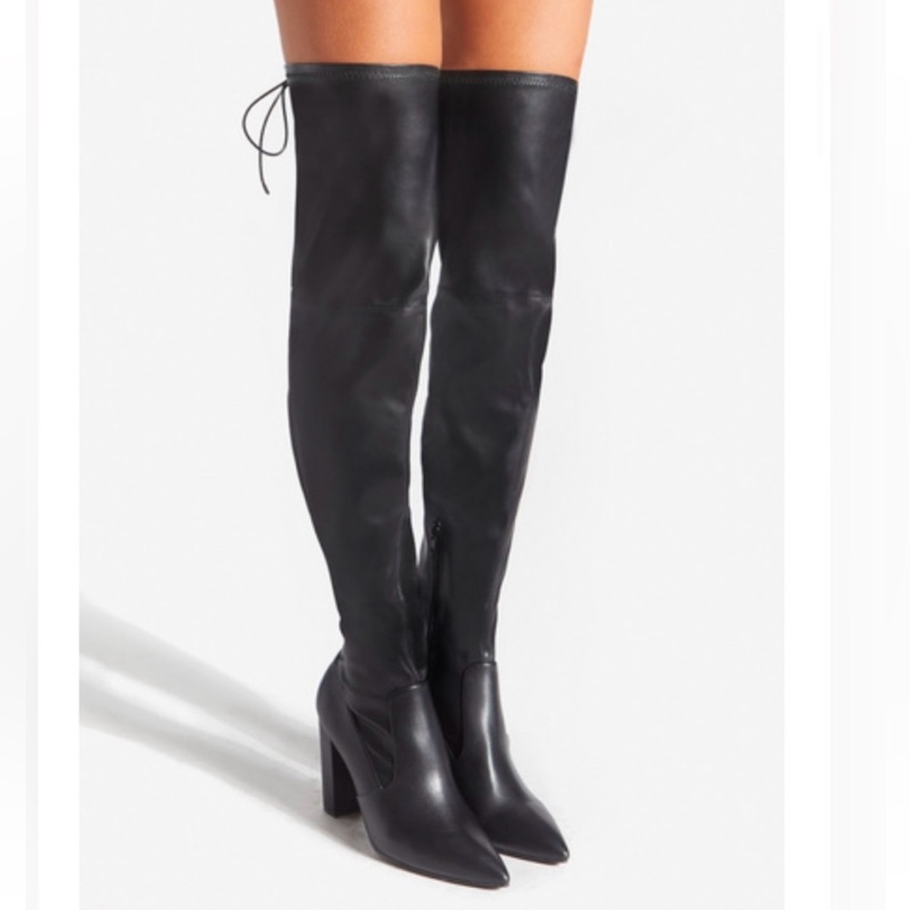 Thigh High Over the Knee Lace Up Heeled Boots Shoedazzle Tayson NWOB